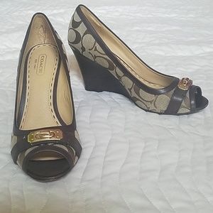 Brown coach wedges